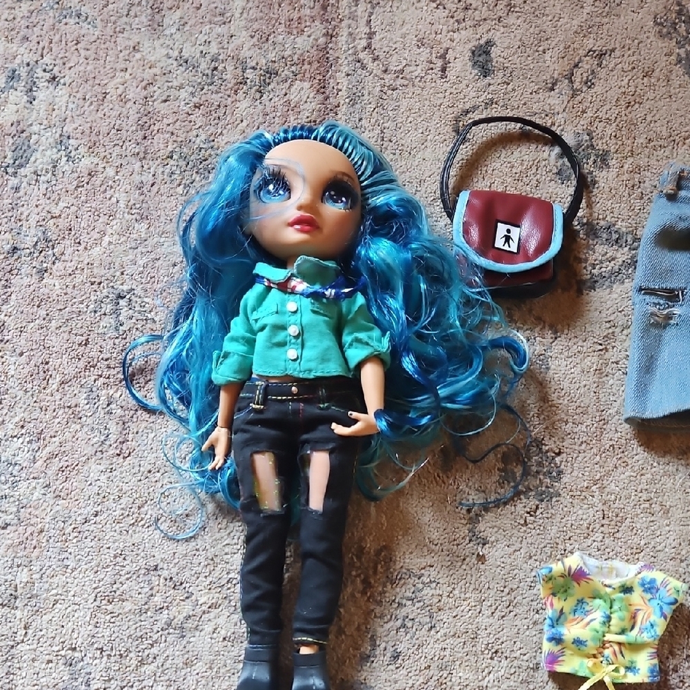Fashion Doll with Blue Hair and Accessories